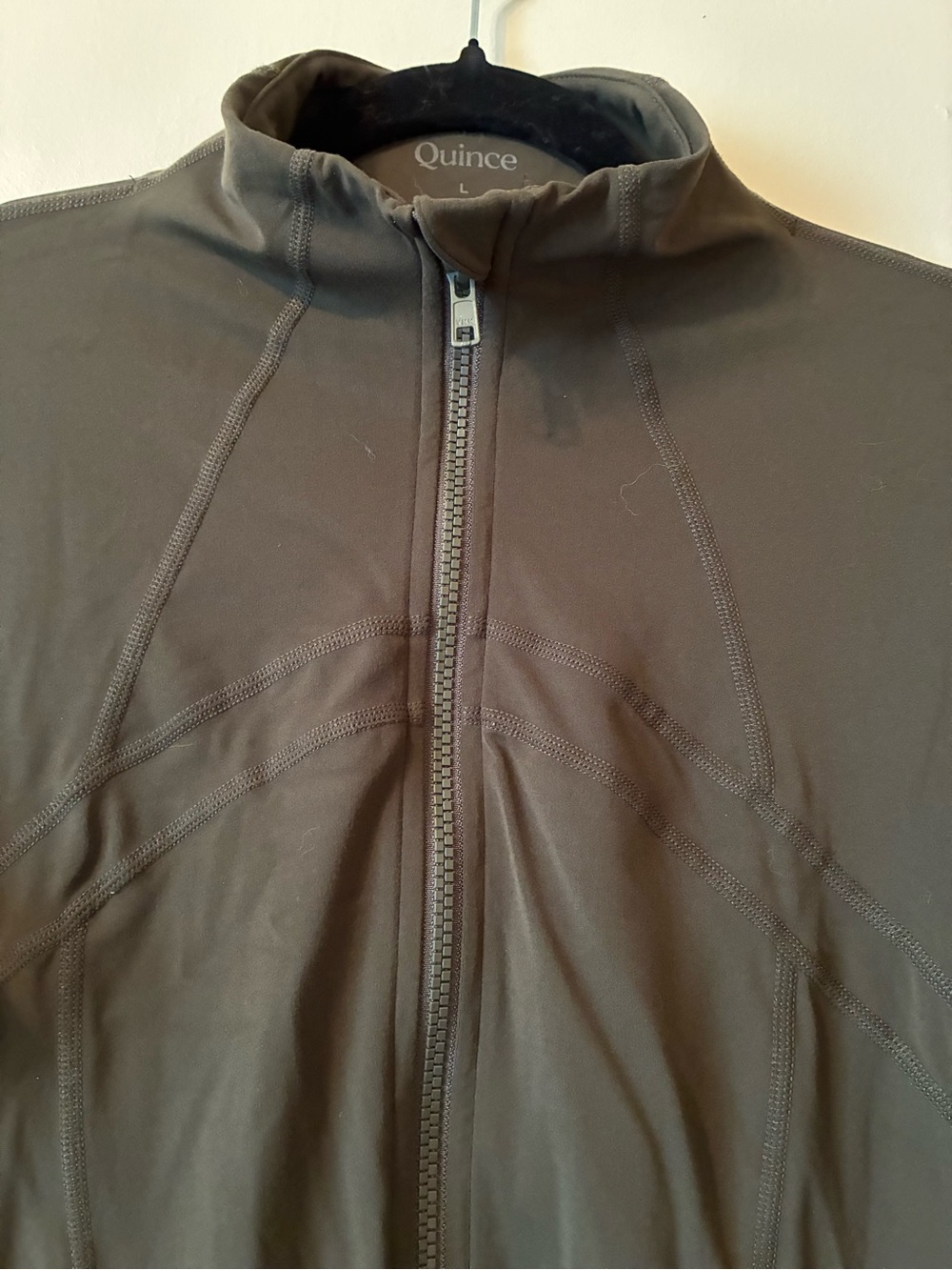 Quince Full Zip Performance Jacket Olive Green Activewear Athletic Workout L - Picture 10 of 14